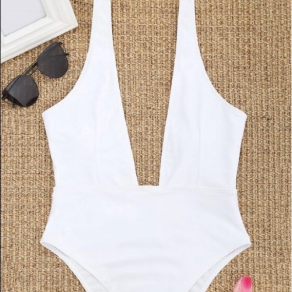 Plunging One Piece Bathing Suit